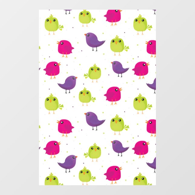 Cute colourful birds  window cling (Sheet)