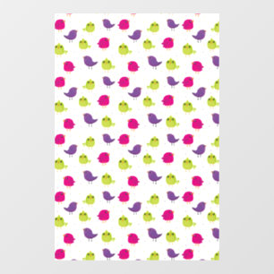 Cute colourful birds window cling