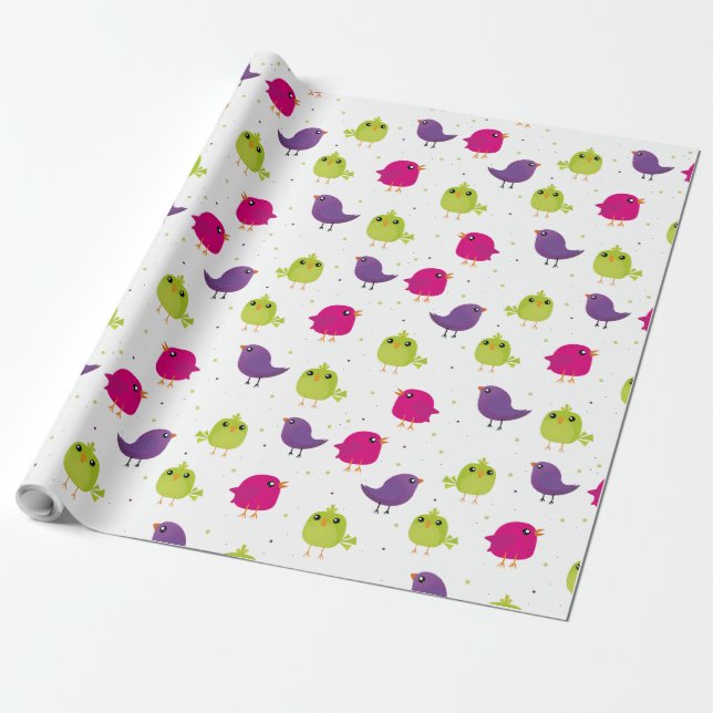 Cute colourful birds   wrapping paper (Unrolled)