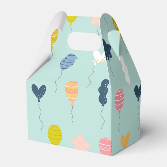 Cute Colourful Birthday Party Balloon Pattern Favor Box (Front Side)