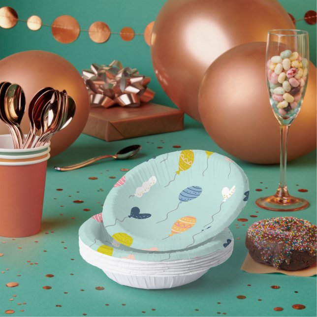 Cute Colourful Birthday Party Balloon Pattern Paper Plate (Multi)