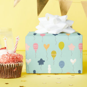 Cute Colourful Birthday Party Balloon Pattern Wrapping Paper