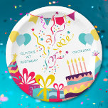 Cute Colourful Birthday Party Custom Text Paper Plate<br><div class="desc">Customize the text, and easily create your personalized birthday party paper plate. Click EDIT, then select a text, to change the text colour. You can also TRANSFER this DESIGN on other Zazzle products and adjust it to fit most Zazzle items. Thank you for choosing our designs and stopping by the...</div>