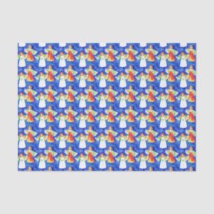 Cute Colourful Blessing Angels Blue Sky Watercolo Tissue Paper