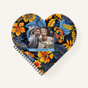 Cute Colourful Blue Green Floral Spiral Notebook