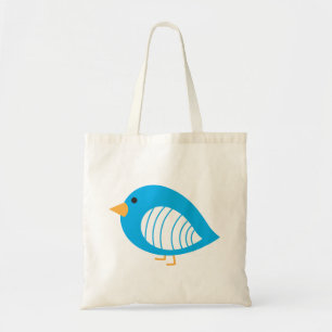 Cute colourful blue quirky birds tote bag