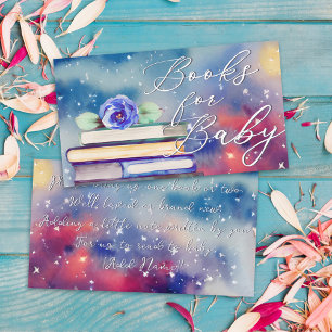 Cute Colourful Blue Rose Watercolor Books for Bab Enclosure Card