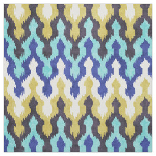 Cute colourful blue yellow chevron ikat pattern fabric
