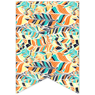 Cute colourful boho leaves pattern bunting flags