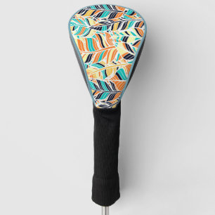 Cute colourful boho leaves pattern golf head cover