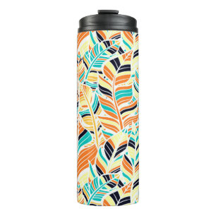Cute colourful boho leaves pattern thermal tumbler