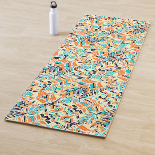 Cute colourful boho leaves pattern yoga mat