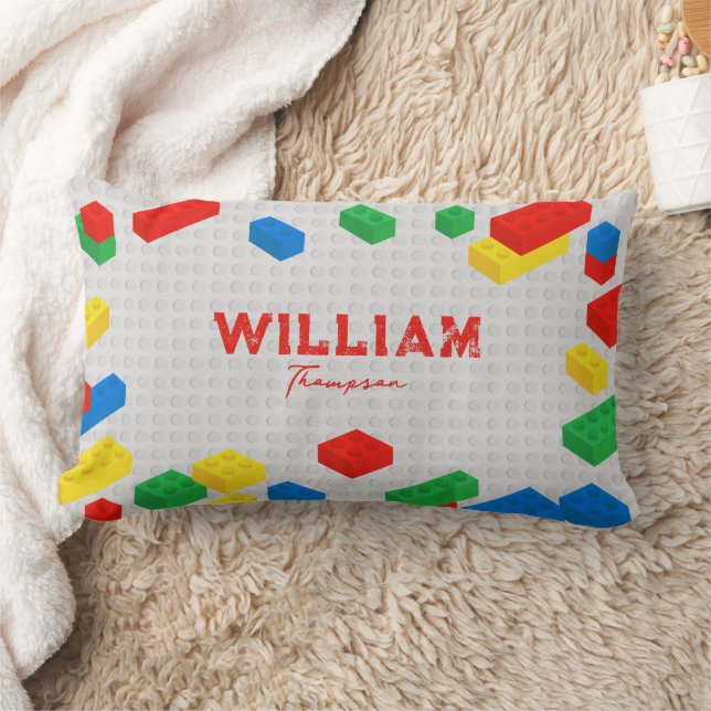 Cute Colourful Bricks Building Blocks Kids  Lumbar Pillow (Blanket)