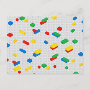 Cute Colourful Bricks Building Blocks Kids Pattern Holiday Postcard