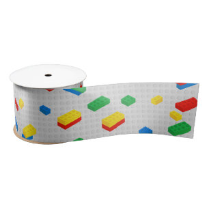 Cute Colourful Bricks Building Blocks Kids Pattern Satin Ribbon