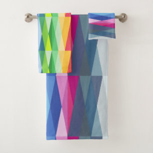 Cute Colourful Bright Abstract Geometric Rainbow Bath Towel Set
