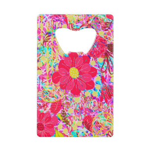 Cute colourful bright flowers credit card bottle opener