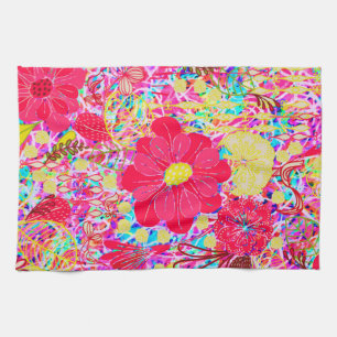Cute colourful bright flowers kitchen towel
