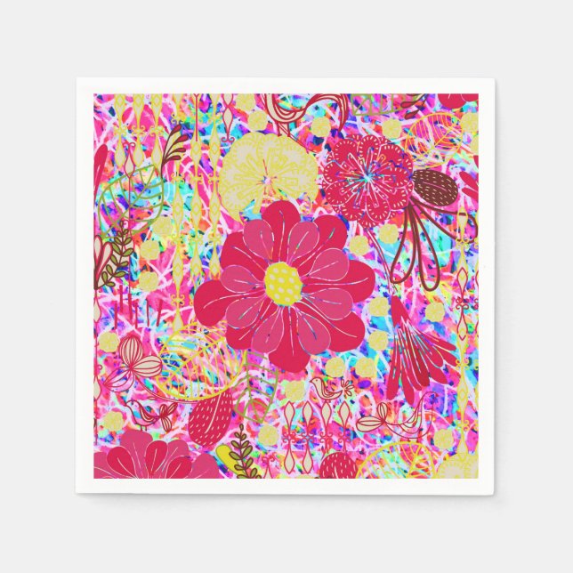 Cute colourful bright flowers napkin (Front)