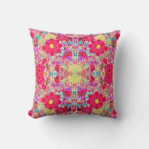 Cute colourful bright flowers throw pillow