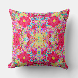 Cute colourful bright flowers throw pillow