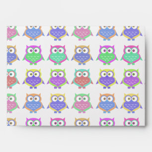 Cute Colourful Bright Owl Bird Cartoon Envelopes
