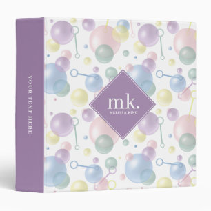 Cute Colourful Bubble Pattern Monogrammed Album Binder