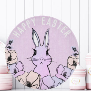 Cute Colourful Bunny Magnolia Flower Easter  Cutting Board