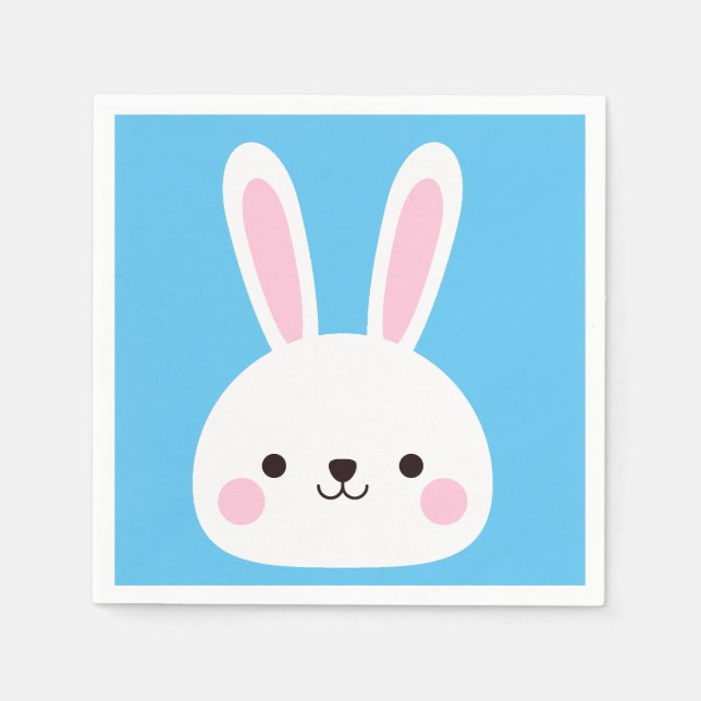 Cute Colourful Bunny White Rabbit Pastel Colour Wr Napkin (Front)