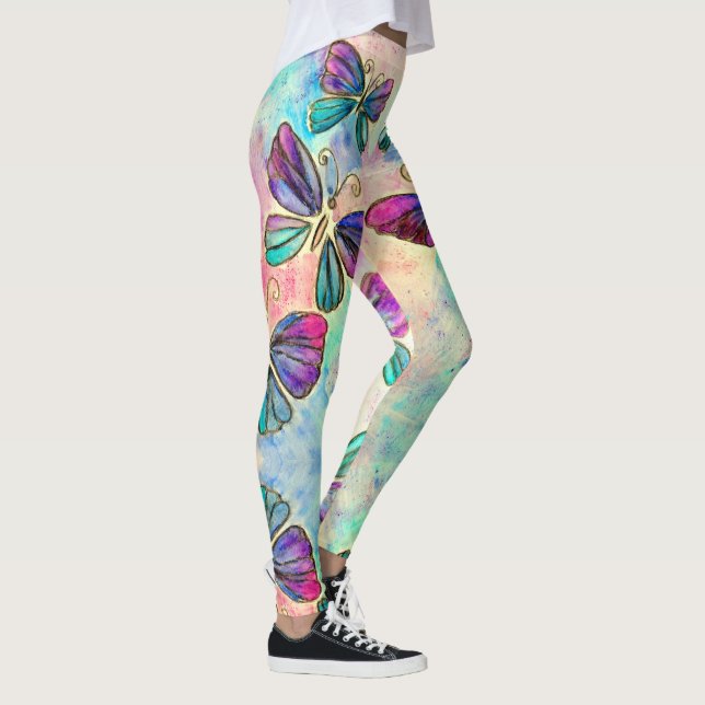 Cute Colourful Butterflies  7 - Leggings (Right)