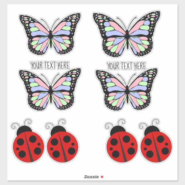 Cute Colourful Butterflies Ladybugs Your Text Here (Sheet)