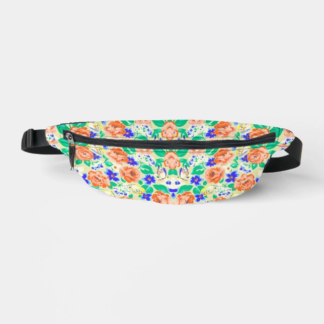 Cute colourful butterflies roses patterns fanny pack (Front)
