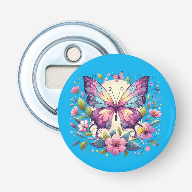 Cute, colourful butterfly  bottle opener (Front)