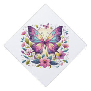 Cute, colourful butterfly graduation cap topper