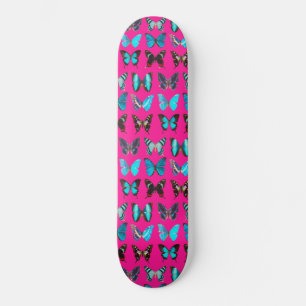 Cute Colourful Butterfly Pattern Pink Skateboard