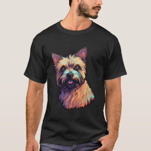 Cute Colourful Cairn Terrier Art For Dog Doggy Pup T-Shirt