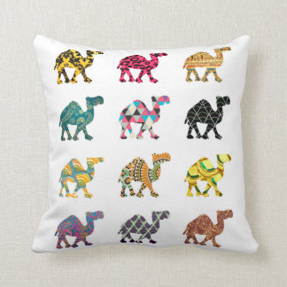 Cute colourful camel design throw pillow