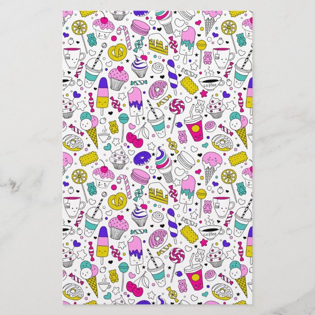 Cute Colourful Candy Sweet Pattern Stationery (Front)