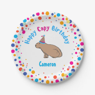 Cute Colourful Capybara Kids Birthday Party Paper Plate