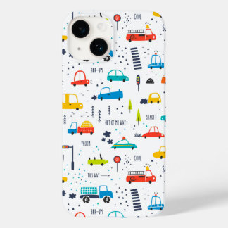 Cute Colourful Car Traffic Pattern Case-Mate iPhone 14 Case