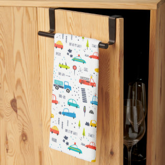 Cute Colourful Car Traffic Pattern Kitchen Towel