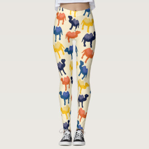 Cute Colourful Cartoon Camels Pattern Leggings