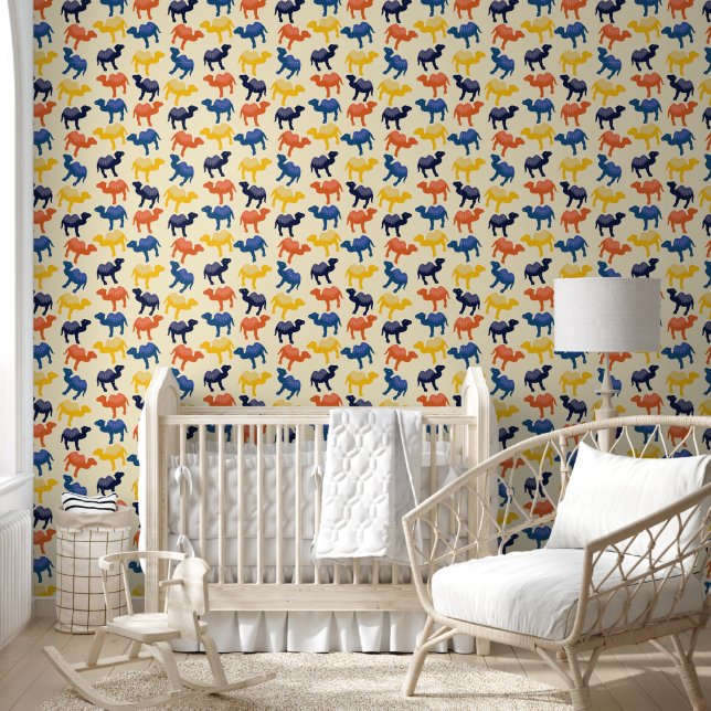 Cute Colourful Cartoon Camels Pattern Wallpaper (Kids)