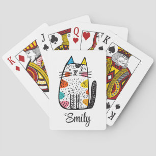 Cute colourful cartoon cat decoration playing cards