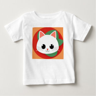 🐱 Cute Colourful Cartoon Cat Face Kids Graphic 🎨 Baby T-Shirt
