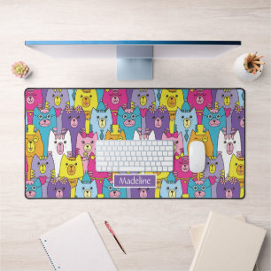 Cute Colourful Cartoon Cats Pattern Personalized Desk Mat