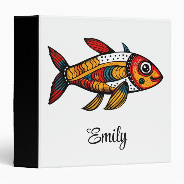 Cute colourful cartoon fish decoration  binder (Front/Spine)