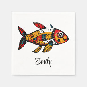 Cute colourful cartoon fish decoration napkin