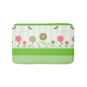 Cute Colourful Cartoon Flowers & Butterfly's Bath Mat