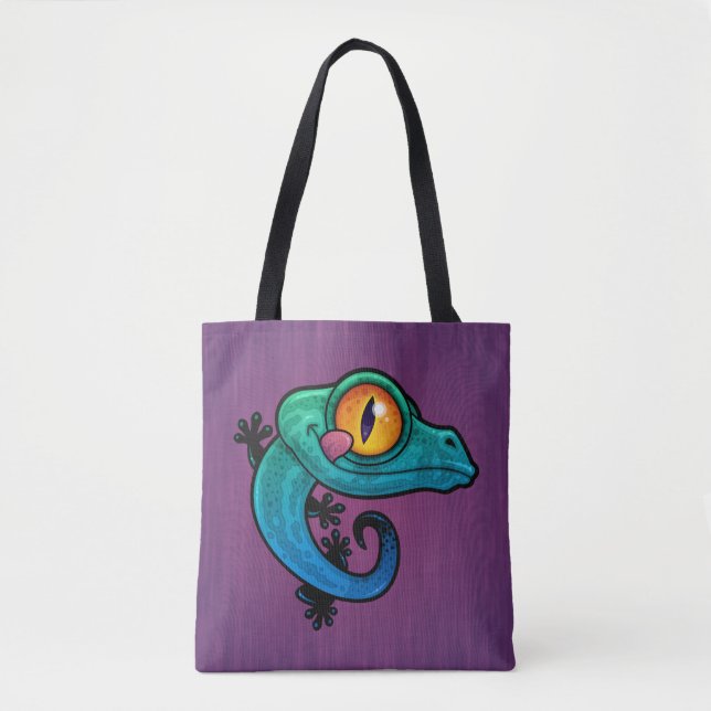 Cute Colourful Cartoon Gecko Tote Bag (Front)